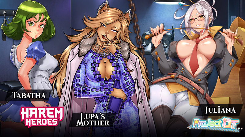 Tabatha and Lupa's Mother from Harem Heroes and Juliana from Project QT art