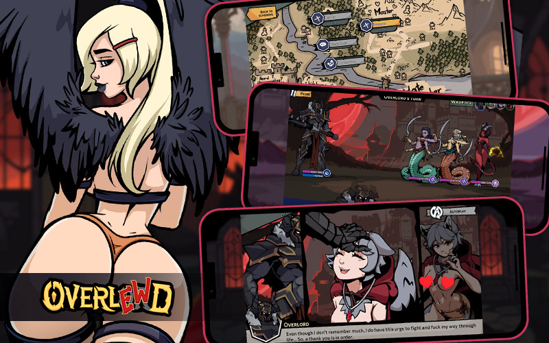 Image showing characters and gameplay of Overlewd on iOS
