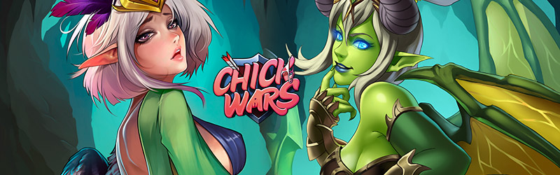 Bannière Chick Wars avec des personnages