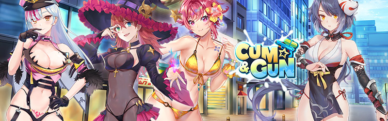 Cum ‘n Gun banner with characters