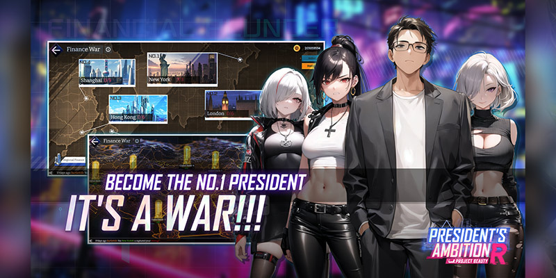 Image showing gameplay and some of the characters you will meet in President's Ambition R