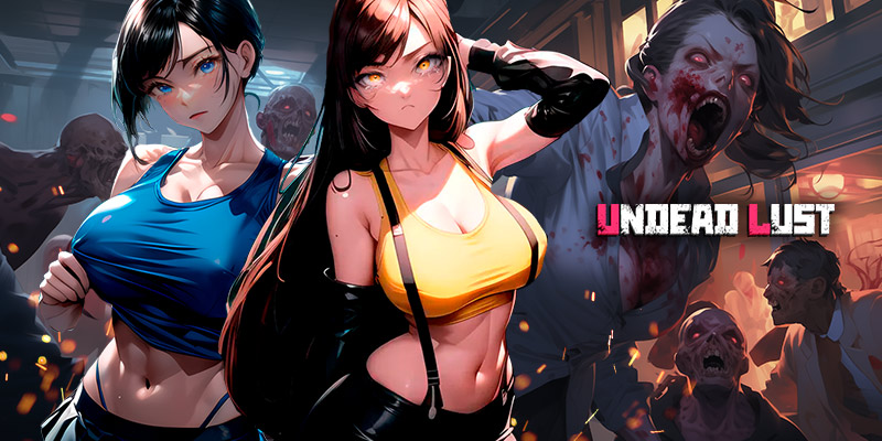 Image showing the girls of undead lust, as well as some zombies