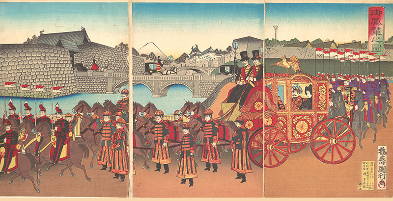 Vue du carrosse impérial, Utagawa Kunitoshi (Japon, 1889)