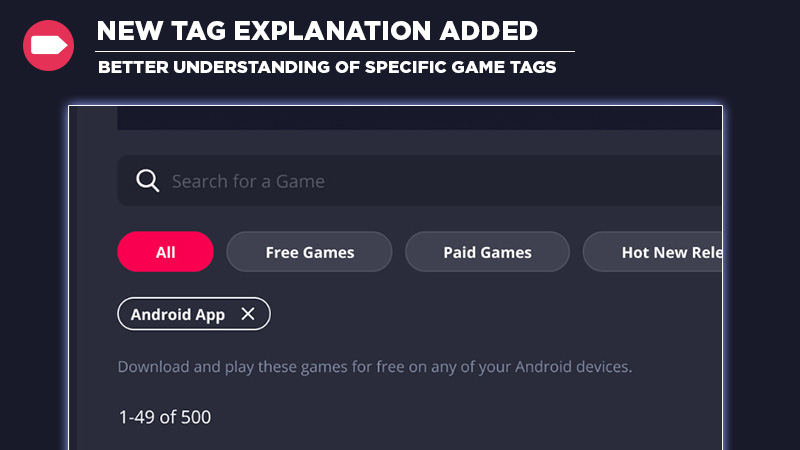 Textbeschreibungen von Tags, die im Nutaku-Spielekatalog verwendet werden