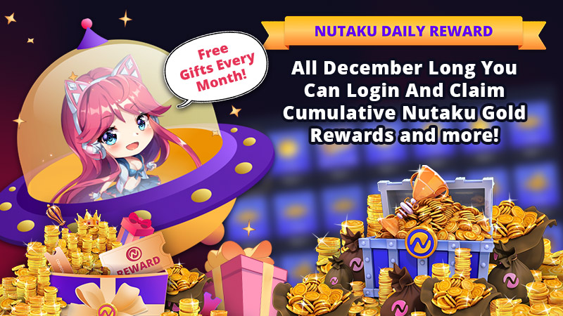 Imagen que muestra Nutaku-tan y cómo se ve el calendario de recompensas diarias.