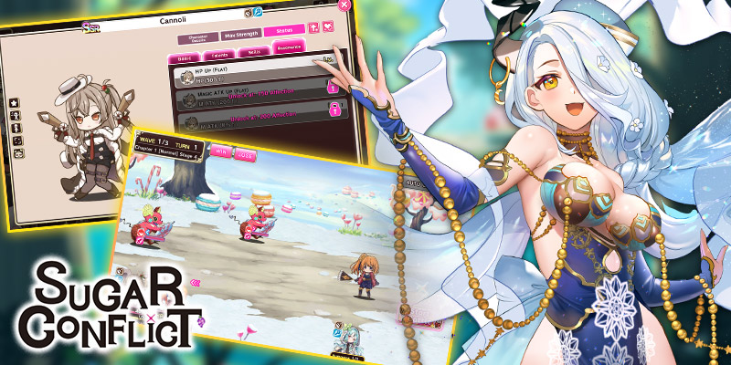 Image showing gameplay of Sugar Conflict and one of the cute girls