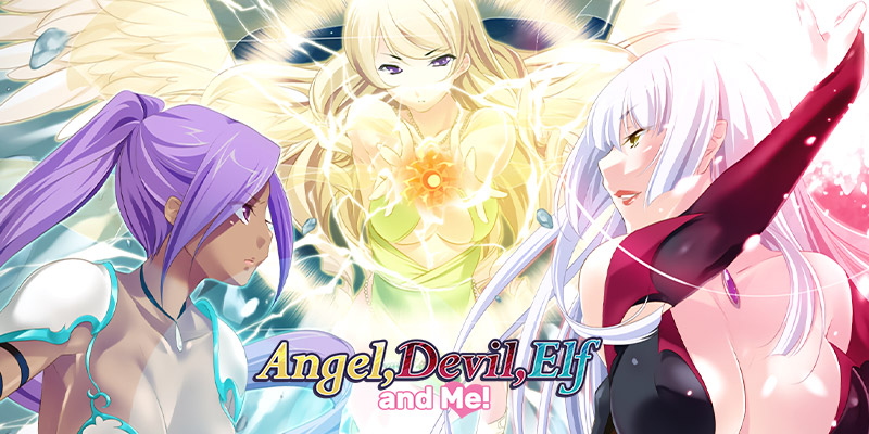 Angel, Devil, Elf, and Me! banner with characters