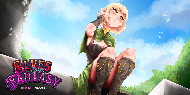 Elves Fantasy Hentai Puzzle banner with main elf character