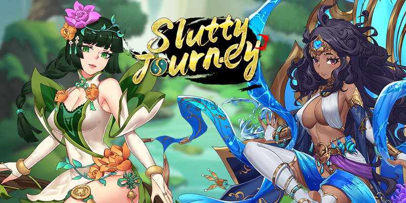 Banner de Slutty Journey con personajes