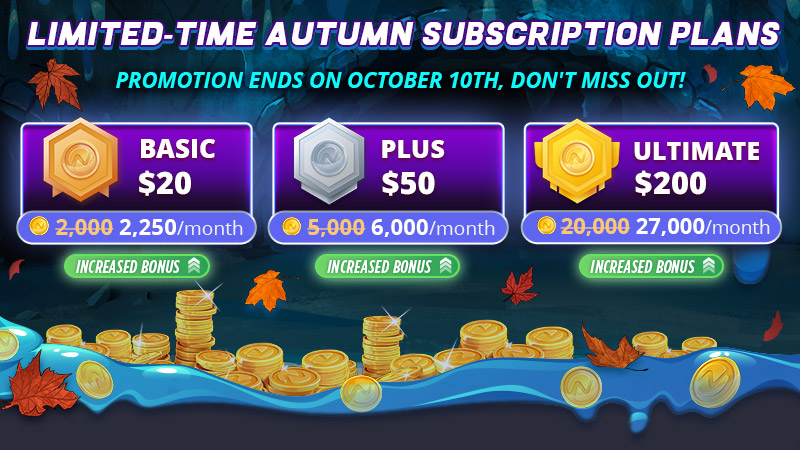 Image showing the various promotional plans available during the nutaku autumn sale