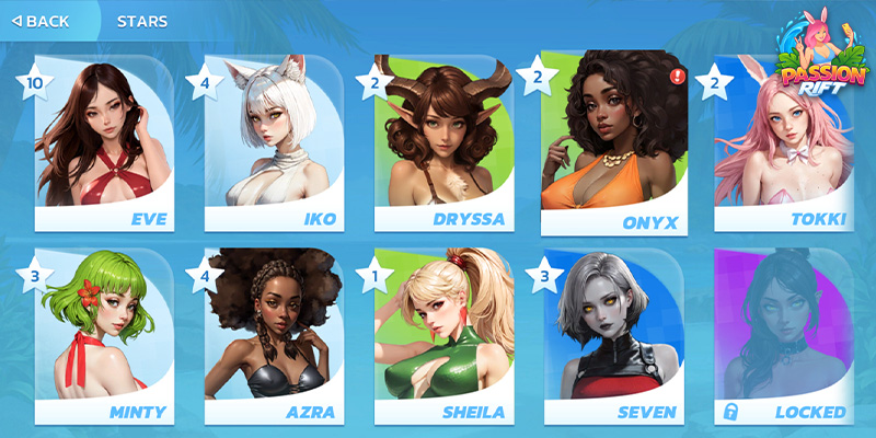 Image showing some of the cast from the game Passion Rift