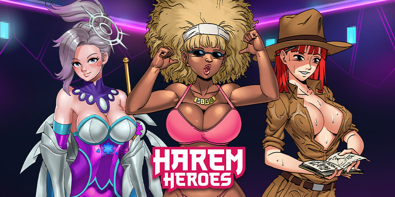 Harem Heroes banner with characters